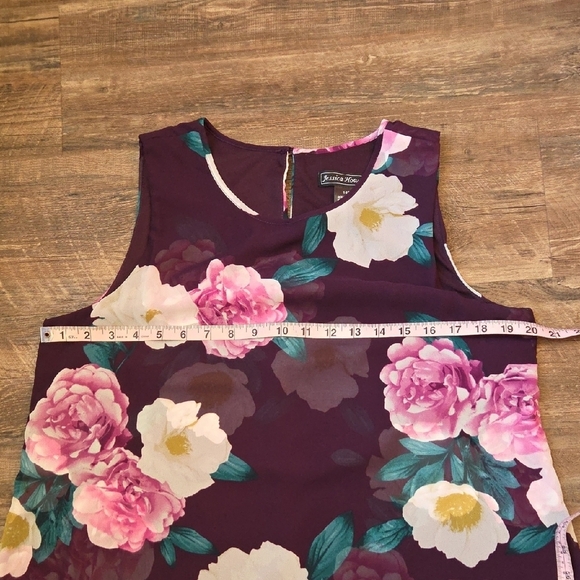 Jessica Howard Floral Midi Dress Purple With White And Pink Flowers Women's 14P - Picture 10 of 11